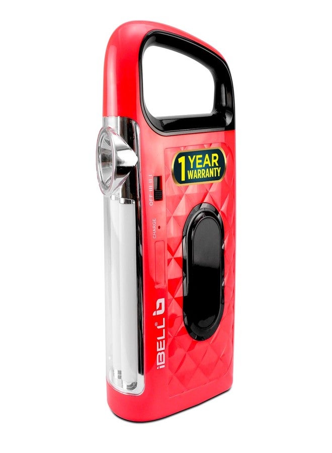 IBELL El8428Sl 2-in-1 Emergency Light, High Lumen Rechargeable with Flashlight/Torch, 15W Led Hand Lamp, 3 Light Modes (Red) - Image 1